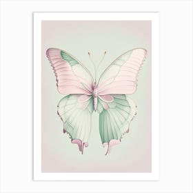 Butterfly Outline Vintage Pastel 1 Art Print
