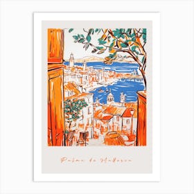 Palma De Mallorca Spain 2 Orange Drawing Poster Art Print