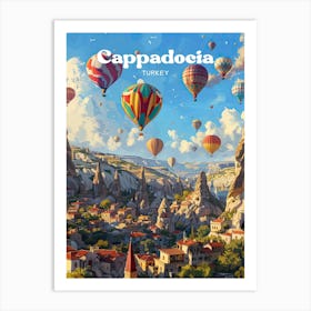 Cappadocia Turkey Vacation Travel Art Illustration Art Print