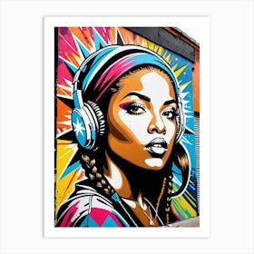 Graffiti Mural Of Beautiful Hip Hop Girl 29 Art Print