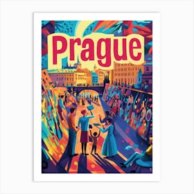 Aihrgdesign A 1970s Inspired Travel Poster For Prague 2 Art Print