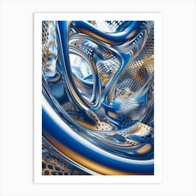 Abstract Blue And Gold 6 Art Print