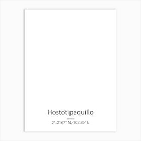 Hostotipaquillo,Mexico Minimalist Map Art Print