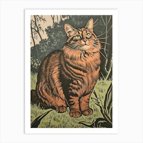 Manx Cat Relief Illustration 4 Art Print