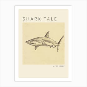 Mako Shark Vintage Illustration 5 Poster Art Print