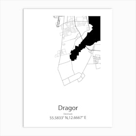 Dragor,Denmark Minimalist Map Art Print