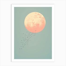 Full Moon With Birds Art Print