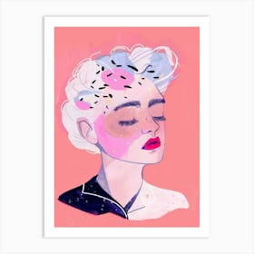 Girl With Pink Hair 5 Art Print