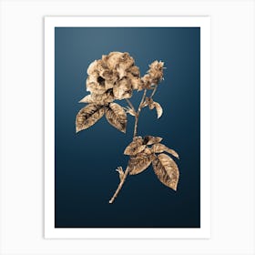 Gold Botanical Apothecary Rose on Dusk Blue n.0522 Art Print