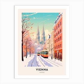 Vintage Winter Travel Poster Vienna Austria 2 Art Print