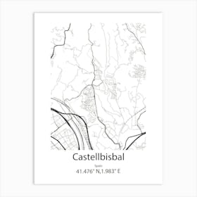 Castellbisbal,Spain Minimalist Map Art Print