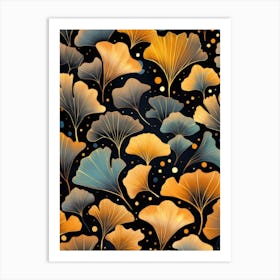 Ginkgo Leaves Seamless Pattern 3 Art Print