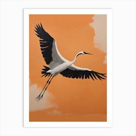 Bird flying orange background Art Print