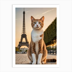 Selfies from the Purrfect Tourist: A Cat’s World Tour Eiffel Tower Cat Art Print