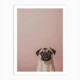 Pug Sitting On A Neutral Taupe Background Generated with AI Art Print