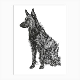 Furry Short Haired Dog Line Sketch 3 Art Print