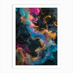 Abstract Colorful Smoke On Black Background Art Print