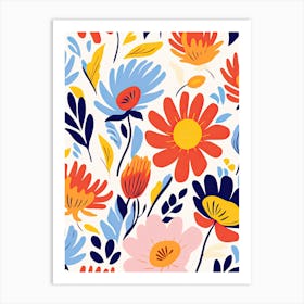 Radiant Blossom Ballet; Inspired By Henri Matisse Colorful Flower Market Art Print