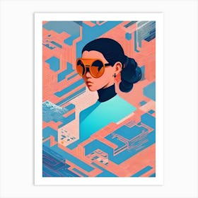 Futuristic Woman wearing Sunglasses Art Print