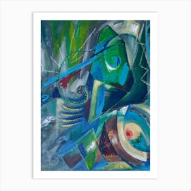 Abstract Wall Art With Blue & Green Art Print