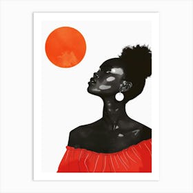 Black Woman With Orange Ball Art Print