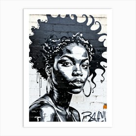 Vintage Graffiti Mural Of Beautiful Black Woman 119 Art Print