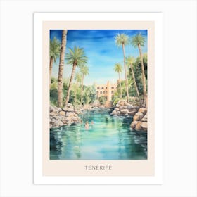 Swimming In Tenerife Spain Watercolour Poster Art Print