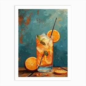 Orange Drink With Ice And Mint Art Print