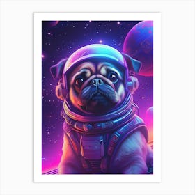 Pug In Space Synthwave Art Print