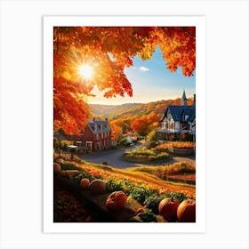 Autumnal Landscape Enhanced Saturation Leaves In Mid Fall Bright Sun Casting Dynamic Shadows Gli (3) Art Print