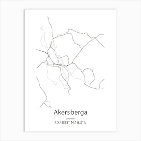 Akersberga,Sweden Minimalist Map Art Print