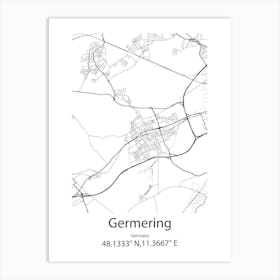 Germering,Germany Minimalist Map Art Print