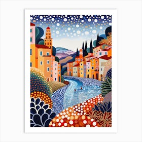 Portofino, Italy, Illustration In The Style Of Pop Art 4 Art Print