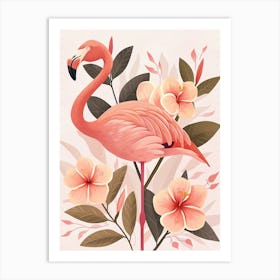 Andean Flamingo And Plumeria Minimalist Illustration 2 Art Print