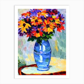 Osteospermum Floral Abstract Block Colour Flower Art Print