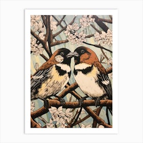 Art Nouveau Birds Poster House Sparrow 1 Art Print