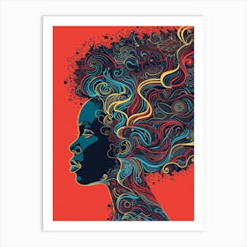 Portrait Of A Woman With Curly Hair 2 Art Print