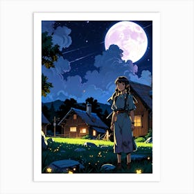 Night Sky Anime aesthetic 48 Art Print