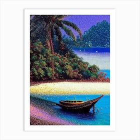 Koh Kood Thailand Pointillism Style Tropical Destination Art Print