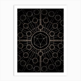 Geometric Glyph Radial Array in Glitter Gold on Black n.0463 Art Print