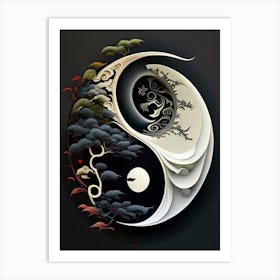 Repeat 2, Yin and Yang Illustration Art Print