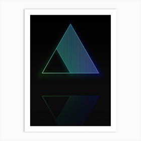 Neon Blue and Green Abstract Geometric Glyph on Black n.0314 Art Print