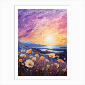 Sunset With Poppies Art Print