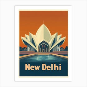 Aihrgdesign A 1970s Inspired Travel Poster For New Delhi Art Print