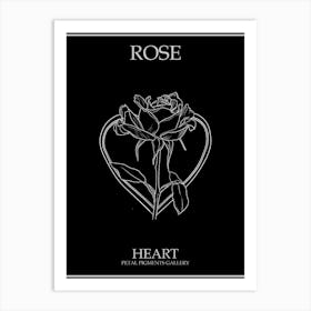 Rose Heart Line Drawing 3 Poster Inverted Art Print