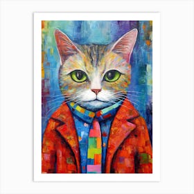 Whiskered Wonderland; Cat Inspired Oil Art Art Print