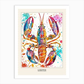 Lobster Colourful Watercolour 4 Poster Art Print
