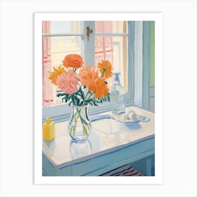 A Vase With Marigold, Flower Bouquet 2 Art Print