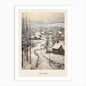 Vintage Winter Painting Poster Lapland Finland 2 Art Print