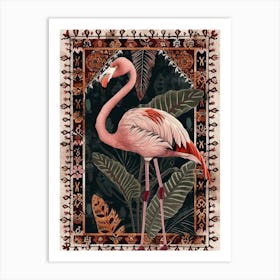 Greater Flamingo And Alocasia Elephant Ear Boho Print 3 Art Print